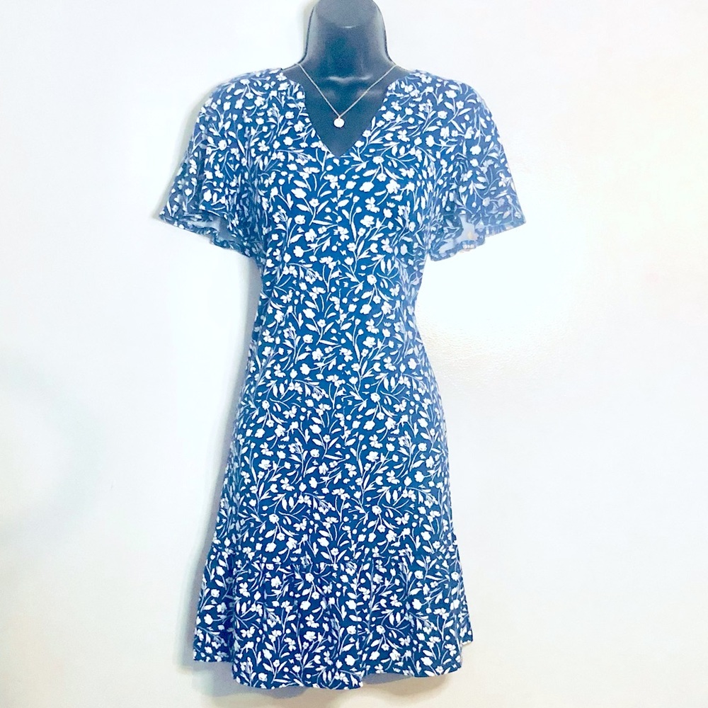 Fortune + Ivy Blue Floral Knit Mini Dress